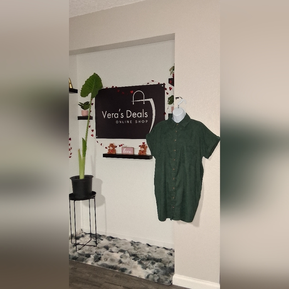 Green Button-Up Shirt - Picture 4 of 13